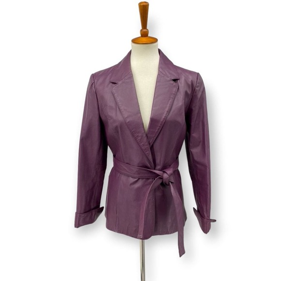 Vintage Jackets & Blazers - Vintage 90’s Spiegel purple leather Blazer jacket